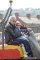 Tony and Emily on a dumper truck